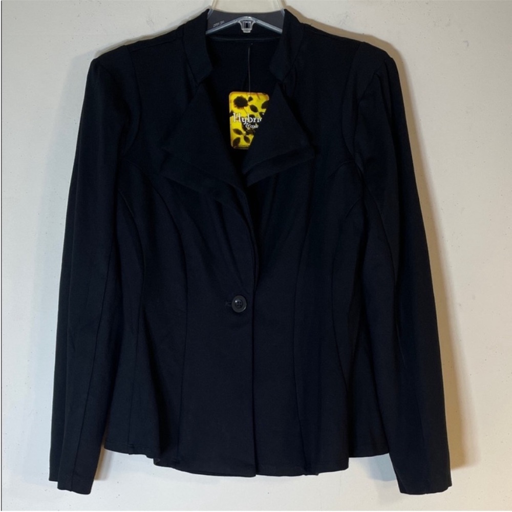 Hybrid & Company Double-Collar One-Button Peplum Black Blazer. XL. NWT.